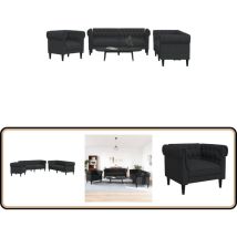 Ensemble de canapés 3 pcs noir tissu - Canape - Ensemble De Meubles - Meuble Salon - Canapé Trois Places - Canapé Deux Places
