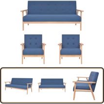 Ensemble de canapés 3 pcs Tissu Bleu - Canape - Ensemble De Meubles - Sofa Bleu - Mobilier Salon - Fauteuil