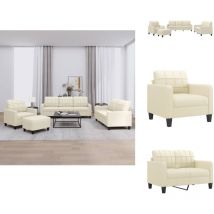 Ensemble de canapés 4 pcs avec coussins Crème Similicuir - Canape - Ensemble De Canape - Canapé Crème - Canapé Moderne - Fauteuil