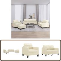 Ensemble de canapés 4 pcs avec coussins Crème Similicuir - Canape - Ensemble De Canape - Canapé Crème - Canapé Moderne - Fauteuil