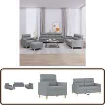 Ensemble de canapés 4 pcs avec coussins Gris clair Tissu - Canape - Ensemble De Canapés - Canapé Gris - Canapé Moderne - Canapé Confortable