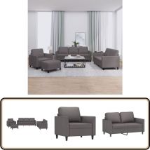 Ensemble de canapés 4 pcs avec coussins Gris Similicuir - Canape - Ensemble De Canapés - Canapé Gris - Canapé Moderne - Canapé Tissu