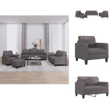 Ensemble de canapés 4 pcs avec coussins Gris Similicuir - Canape - Ensemble De Canapés - Canapé Gris - Canapé Moderne - Fauteuil