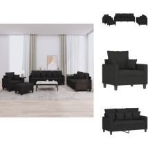 Ensemble de canapés 4 pcs avec coussins noir tissu - Canape - Ensemble De Canapés - Canapé Moderne - Canapé Noir - Canapé Tissu