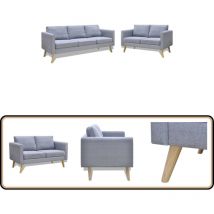Ensemble de canapés à 2 places et à 3 places Tissu Gris clair - Canape Deux Places - Canapé Trois Places - Ensemble Canapé - Canapé Gris - Canapé