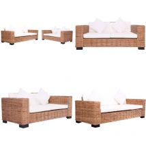 Ensemble de canapés de jardin 2 pcs avec coussins Rotin naturel - Canape De Jardin - Mobilier De Jardin - Set De Salon De Jardin - Rotin Naturel