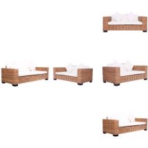 Ensemble de canapés de jardin 2 pcs avec coussins Rotin naturel - Canape De Jardin - Mobilier De Jardin - Set De Salon De Jardin - Rotin Naturel