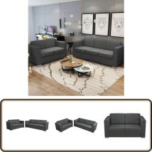 Ensemble de canapés deux pièces Tissu Gris foncé - Canapé - Ensemble De Canapés - Canapé Gris - Canapé Trois Places - Canapé Deux Places