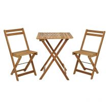 Salon de jardin 2 personnes 2 chaises et 1 table pliantes en bois