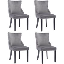Ensemble de chaises de salle à manger en velours gris 4 pièces