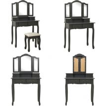 Vidaxl - Ensemble de coiffeuse avec tabouret Gris 80x69x141 cm Paulownia - Meuble à Coiffer - Coiffeuse - Vanity - Meuble Salle De Bain - Dressing