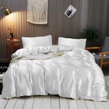 Treetalk - Ensemble de couette en satin de soie ultra doux et luxueux (couette + drap plat + 2 taies d'oreiller) Ensemble de literie confortable et