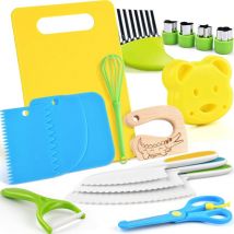 Ensemble de couteaux de cuisine pour enfants – 17 couteaux Montessori pour couper et cuisiner des fruits ou des légumes Couteau pour enfants sans