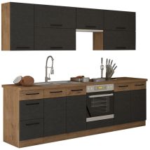 Ensemble de cuisine modulaire Wood Grey 135 , 260x52cm, Plan de travail, mdf, Stratifié