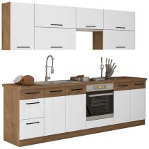 Ensemble de cuisine modulaire Wood White 138 , 260x52cm, Plan de travail, mdf, Stratifié