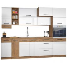 Ensemble de cuisine modulaire Wood White 137 , 270x57cm, Plan de travail, Stratifié, mdf