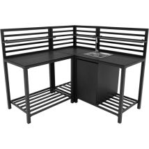 Monster Shop – Ensemble De Cuisine D'Extérieur En Aluminium Thermolaqué Gris Anthracite – Unité Évier Inox Avec Robinet – Configuration Modulable En 