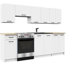 Ensemble De Cuisine Akord oliwia Blanc 240 cm 11 portes 1 tiroir façade Blanche 240x46x203 cm