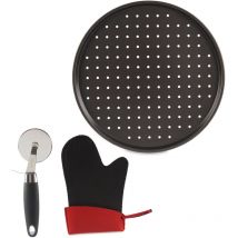 Kinvara - Ensemble à pizza : plaque ø 32 cm, couteau à pizza et gant