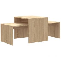 Décoshop26 - Ensemble de deux tables basses emboîtées en bois d'ingénierie couleur chêne DEC031269