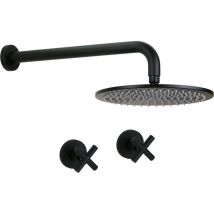 Gattoni Rubinetteria - Ensemble De Douche À Double Levier Complet Avec Bras De Douche Et Pommeau De Douche Noir Mat Gattoni Taolos 1509015no Noir Mat
