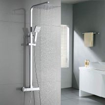 Auralum - Ensemble de douche Carré Thermostatique Showerpipe Colonne de Douche en Inox avec Pommeau de douche ultra-mince 10 pouces Système de Douche