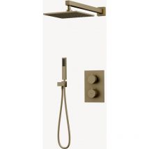 Kroos - Composition mitigeur thermostatique de douche encastrée Doré brossé - Sirius