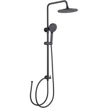 Ensemble De Douche, Colonne De Douche Ronde Sans Robinetterie, Douche De Tête À Effet Pluie Et Douchette À 4 Jets, Hauteur Réglable De 74 À 112 Cm 