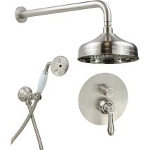 Ensemble de douche complet avec mitigeur 2 voies à encastrer, modèle rétro, coloris nickel brossé Gattoni Oxford 3190/PDNS Nickel brossé