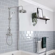 Hudson Reed - Elizabeth - Colonne de douche rétro avec mitigeur thermostatique exposé rétro à double sorties&44 Pommeau pluie rond et Kit douchette