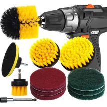 12 pièces perceuse brosse et tige d'extension en métal brosse perceuse nettoyage voiture salle de bain baignoire cuisine carrelage fenêtre pneu pneu