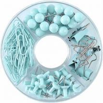 Ensemble de fournitures de bureau, punaises en plastique et en métal durables, pinces à reliure, trombones, punaises de carte, ensemble de pinces de