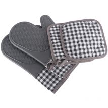 Ensemble de gants de cuisine, maniques, mitaines résistantes à la chaleur, gants de protection pour la cuisson, mitaines de four