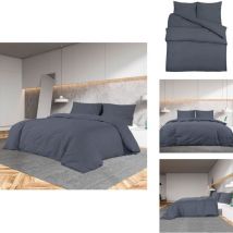 Ensemble de housse de couette Anthracite 200x200 cm Coton - Housses De Couette - Linge De Lit - Literie - Drap Housse - Textile Maison