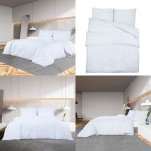 Ensemble de housse de couette Blanc 240x220 cm Microfibre - Housses De Couette - Linge De Lit - Literie Blanche - Drap Housse - Set De Draps - Home &