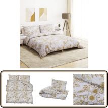 Ensemble de housse de couette blanc et marron 135x200 cm Coton - Housses De Couette - Linge De Lit - Literie - Coton - Blanche