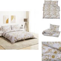 Ensemble de housse de couette blanc et marron 135x200 cm Coton - Housses De Couette - Linge De Lit - Literie - Coton - Blanche