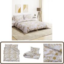 Ensemble de housse de couette blanc et marron 140x200 cm Coton - Housses De Couette - Linge De Lit - Literie - Drap Housse - Coton