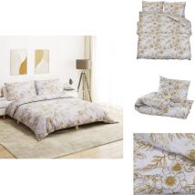 Ensemble de housse de couette blanc et marron 200x220 cm Coton - Housses De Couette - Linge De Lit - Drap Housse - Literie - Coton
