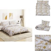 Ensemble de housse de couette blanc et marron 260x220 cm Coton - Housses De Couette - Linge De Lit - Drap Housse - Literie - Coton