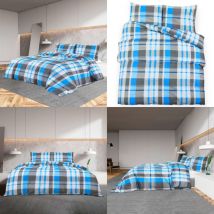 Ensemble de housse de couette Bleu et gris 200x200 cm Coton - Housses De Couette - Linge De Lit - Literie - Coton - Housse De Couette Double - Home &