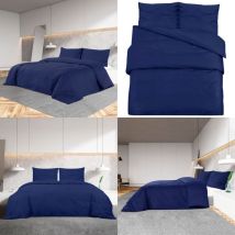 Ensemble de housse de couette Bleu marine 140x200 cm Microfibre - Housses De Couette - Literie - Drap Housse - Ensemble De Literie - Housse De