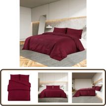 Ensemble de housse de couette Bordeaux 200x200 cm Coton - Housses De Couette - Linge De Lit - Literie - Drap Housse - Set De Draps