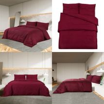 Ensemble de housse de couette Bordeaux 200x200 cm Coton - Housses De Couette - Linge De Lit - Literie - Drap Housse - Set De Draps - Home & Living