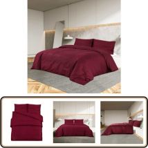 Ensemble de housse de couette Bordeaux 200x200 cm Microfibre - Housses De Couette - Literie - Drap Housse - Microfibre - Rouge