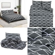 Ensemble de housse de couette Gris 200x200 cm Coton - Housses De Couette - Linge De Lit - Literie - Drap Housse - Set De Draps - Home & Living