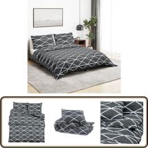 Ensemble de housse de couette Gris 200x200 cm Coton - Housses De Couette - Linge De Lit - Literie - Drap Housse - Set De Draps