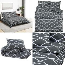 Ensemble de housse de couette Gris 225x220 cm Coton - Housses De Couette - Literie - Drap Housse - Linge De Lit - Ensemble De Literie - Home & Living