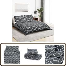 Ensemble de housse de couette Gris 225x220 cm Coton - Housses De Couette - Literie - Drap Housse - Linge De Lit - Ensemble De Literie