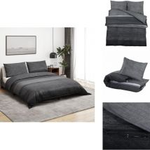 Ensemble de housse de couette gris foncé 260x240 cm Coton - Housses De Couette - Linge De Lit - Literie - Coton - Housse De Couette Grise